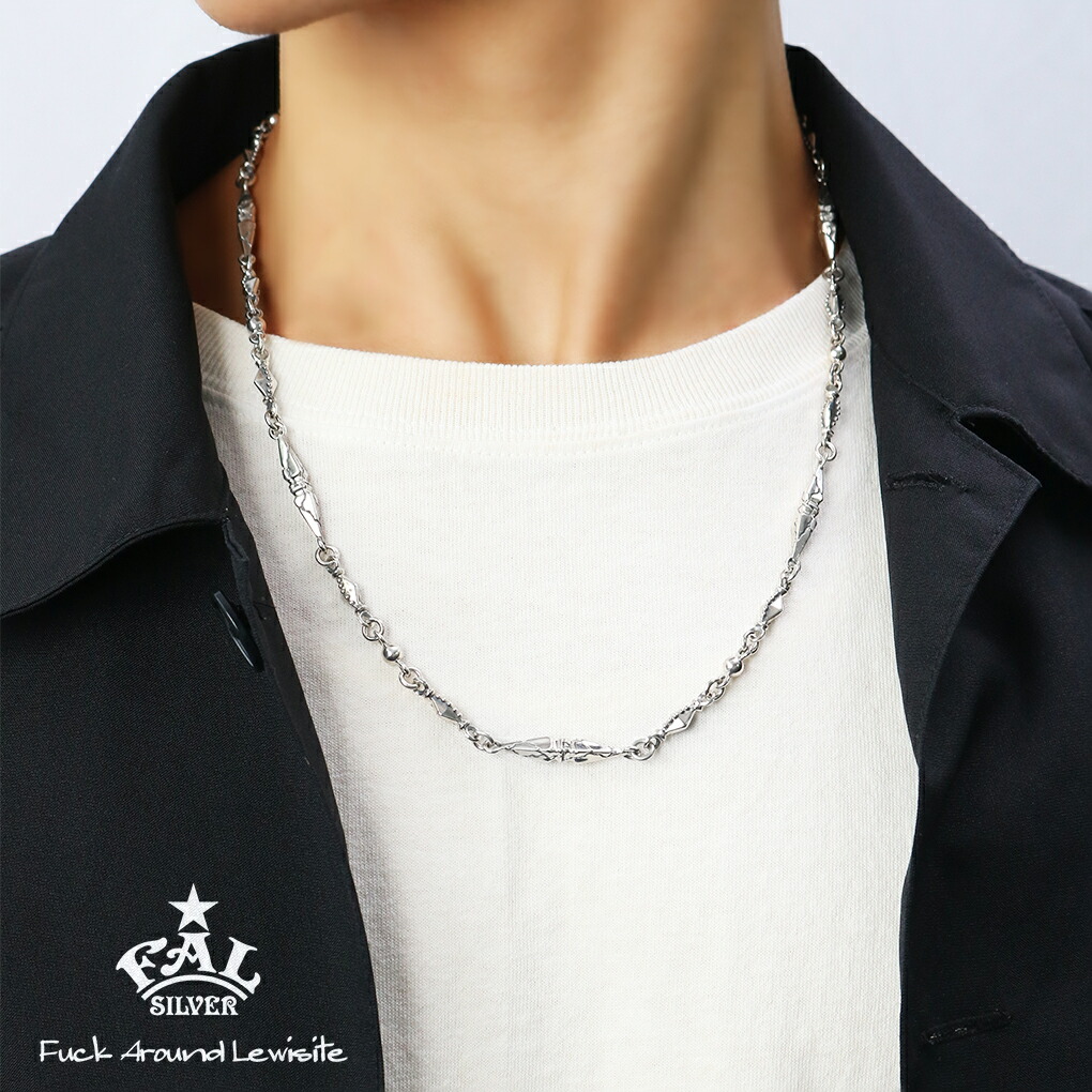 F.A.L フォー サイデッド ピラミッド カラム ネックレス シルバー925 シルバーチェーン チェーン シルバー バー 棒 バーネックレス 幾何学 爆買の画像