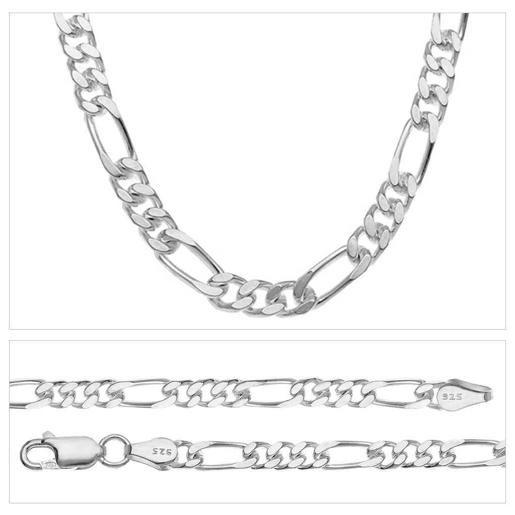 シルバーチェーン フィガロチェーン 幅約4.0mm 45cm シルバー 925 ネックレス チェーン 銀 鎖 フィガロ シンプル ネックレスチェーン 爆買の画像