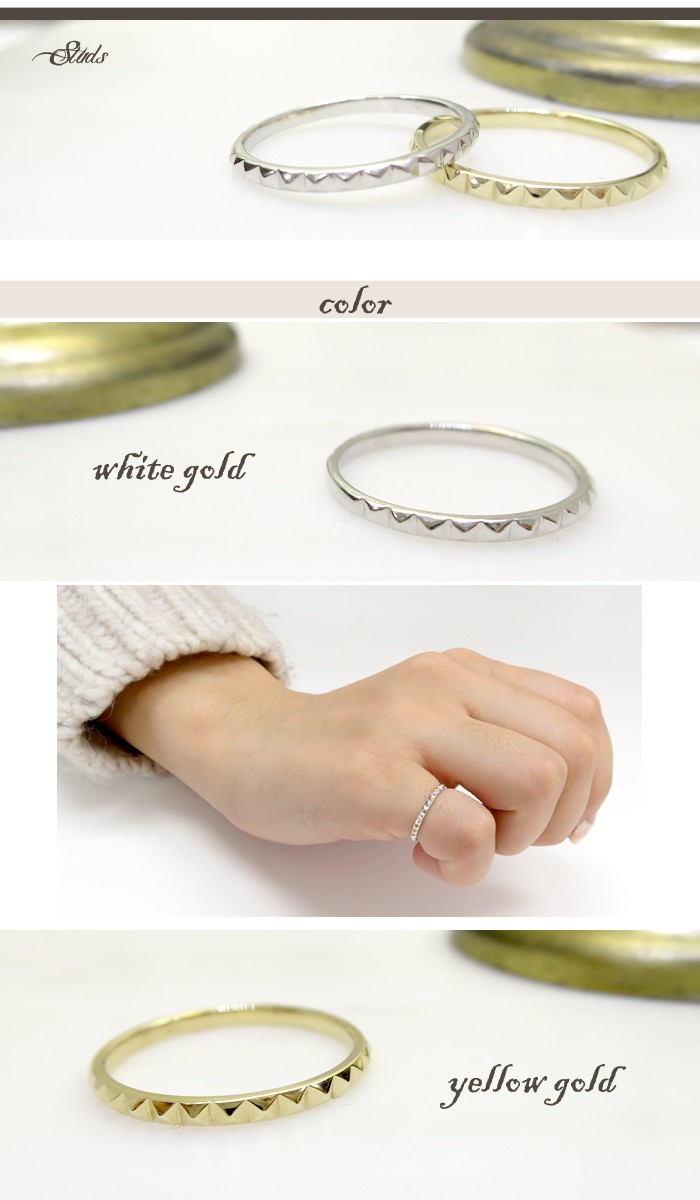 ピンキーリング レディース ゴールド スタッズ 1-5号 指輪 レディース