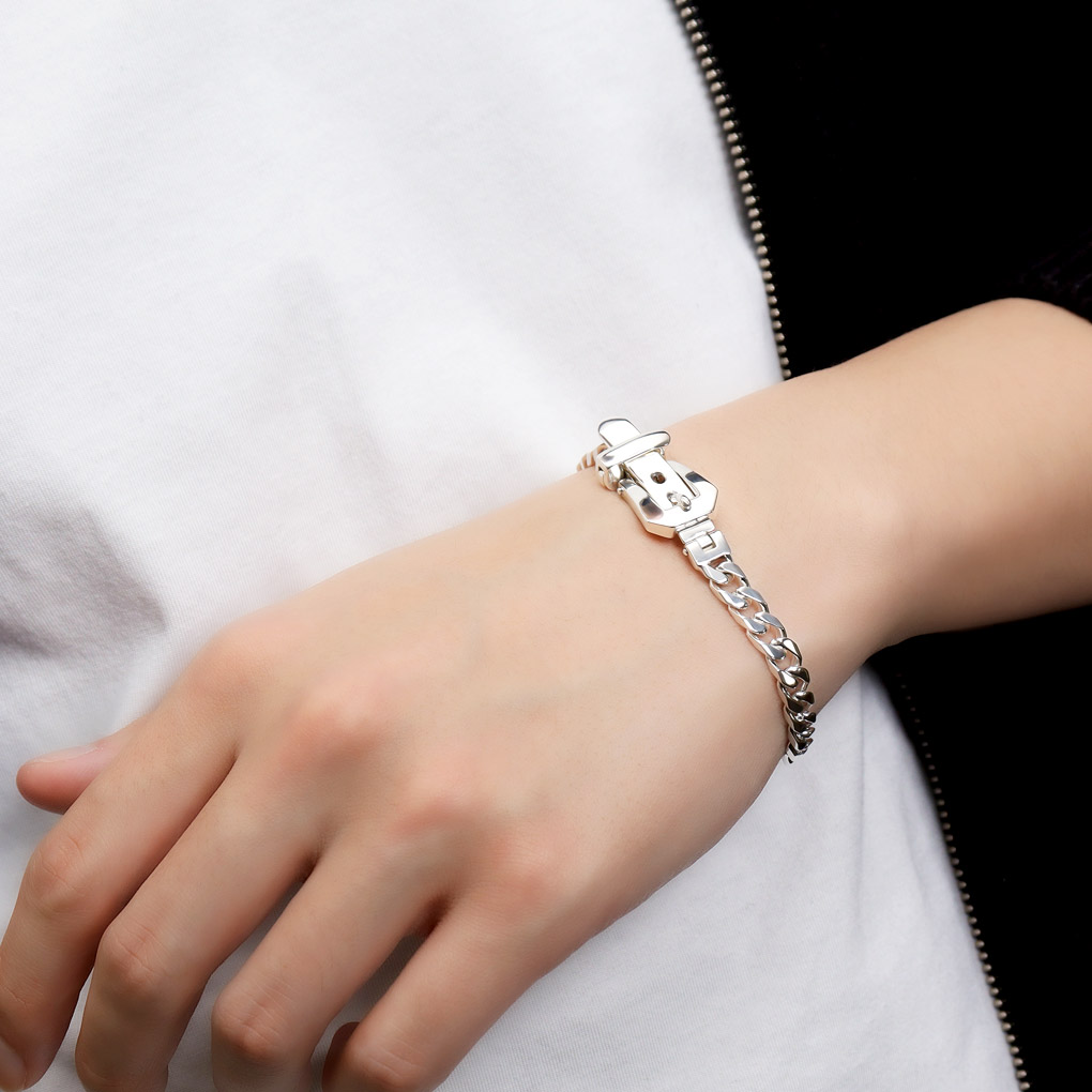 SATURNO サツルノ ベルト バックル チェーン ブレスレット シルバー