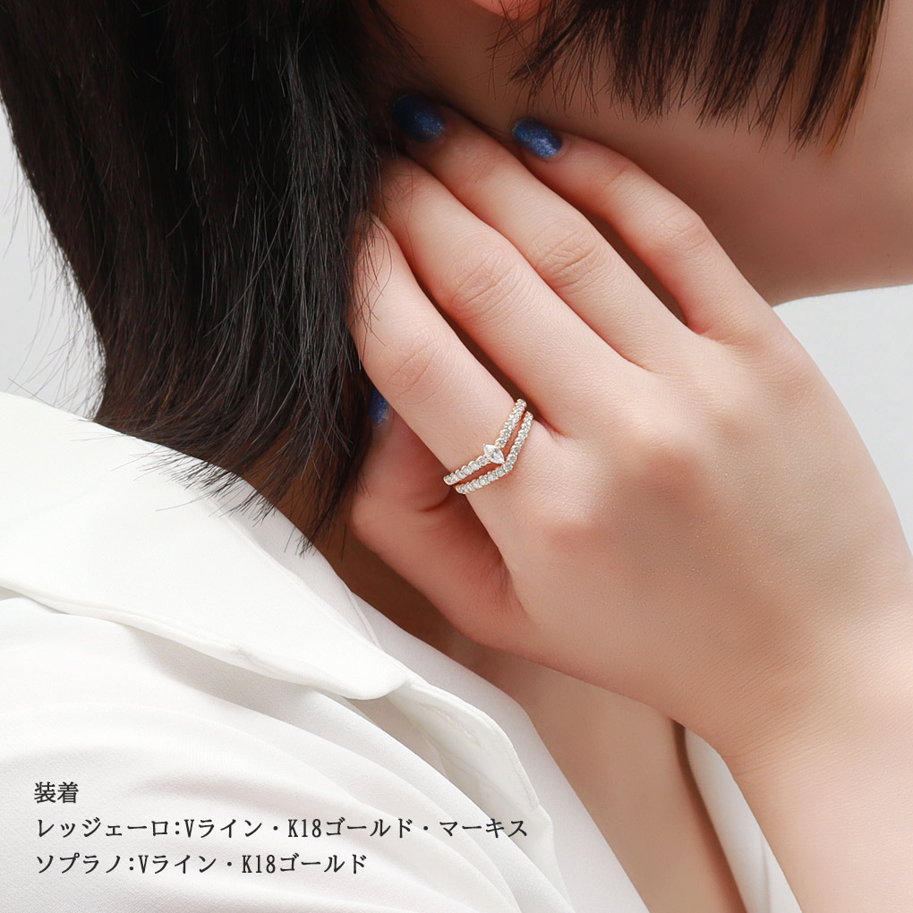 選べる3色 中石5種 ファンシーカット ダイヤモンド Vライン エタニティ