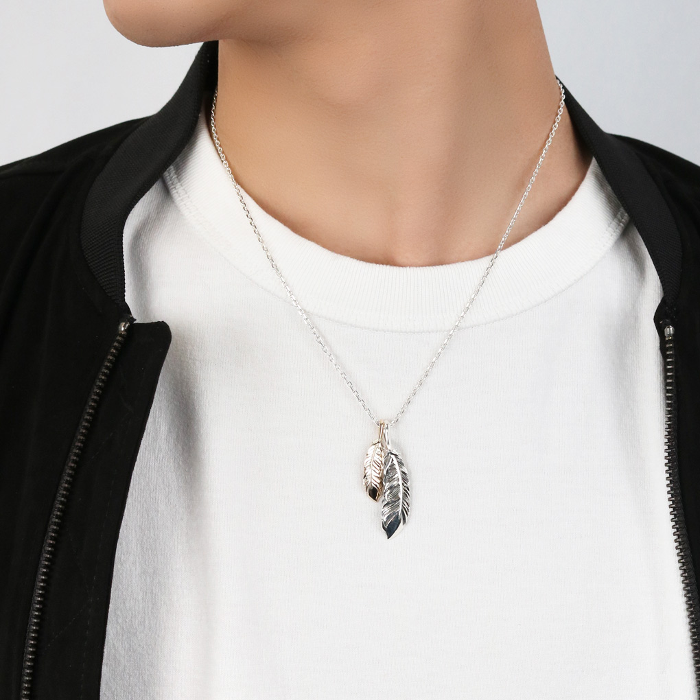 M's collection INTELLECTUAL FEATHER ダブル フェザー ネックレス ペンダント ペンダントトップ ペンダントチャーム シルバー 925 K10 10金 10k 爆買の画像