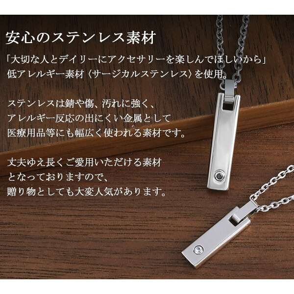 ザニポロタルツィーニ サージカルステンレス プレート ペアネックレス ジルコニア シンプル メンズ レディース アクセサリー アレルギー プレゼント 爆買_5