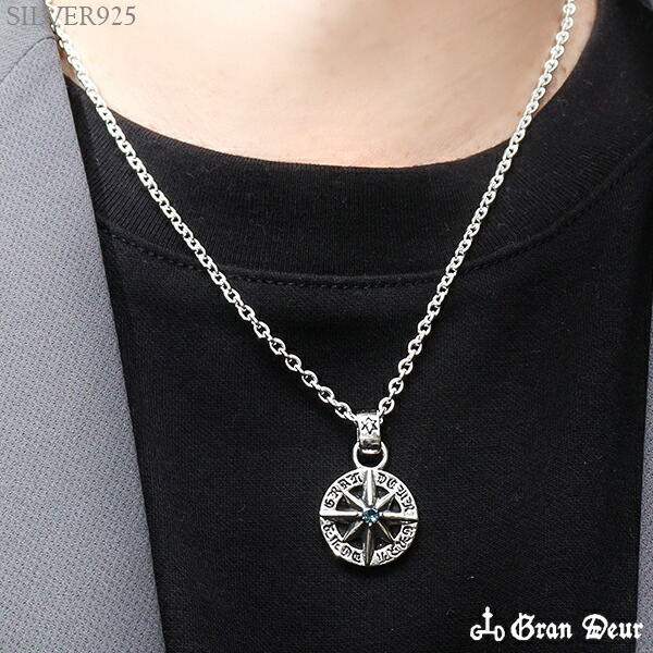 GRAN DEUR 八芒星 天然石 ダイヤモンド シルバーペンダント(チェーン
