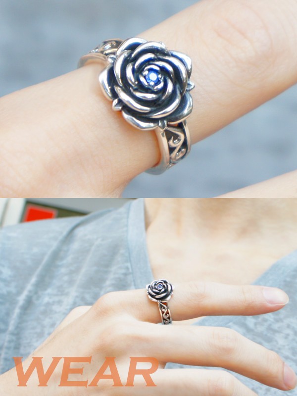 Blue Rose Ring, 925 Sterling Silver, Handmade Ring