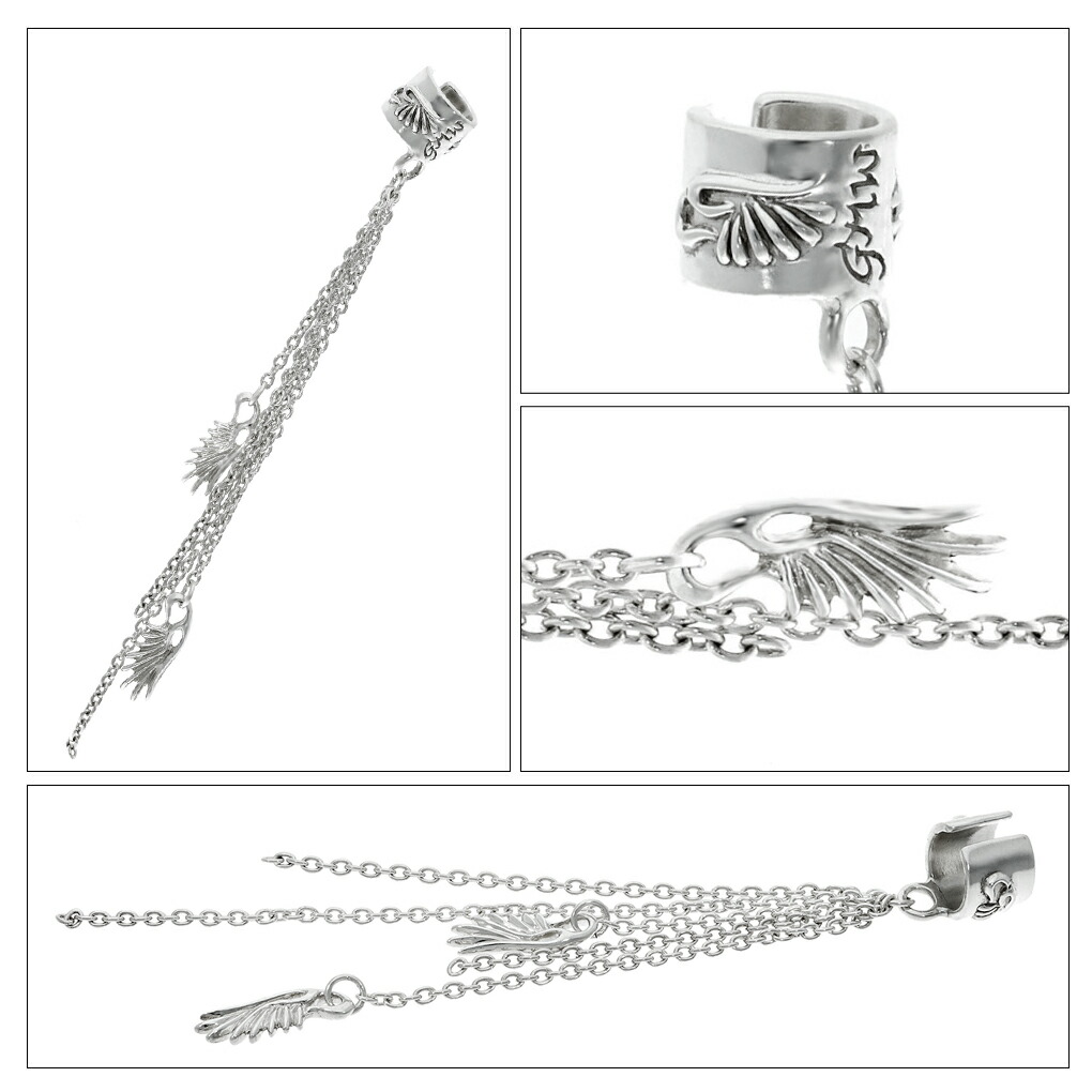 Give Me a Wing イヤーカフ チェーン & ウイング 1P 片耳用 レディース メンズ シルバー ノンホールピアス イヤークリップ イヤーカフス シルバー925 爆買の画像