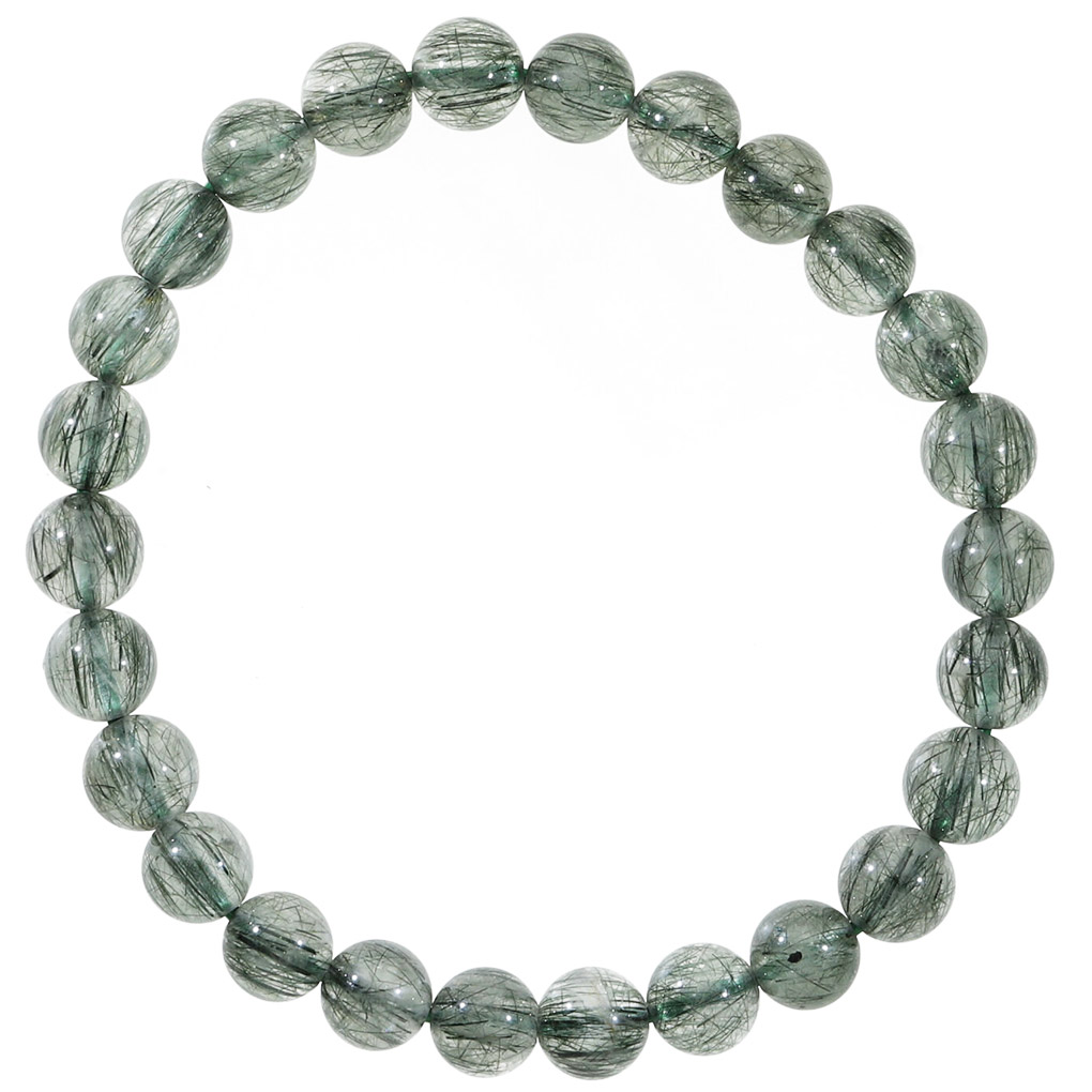 グリーンルチル ブレスレット 7mm 17.5cm メンズ M レディース L