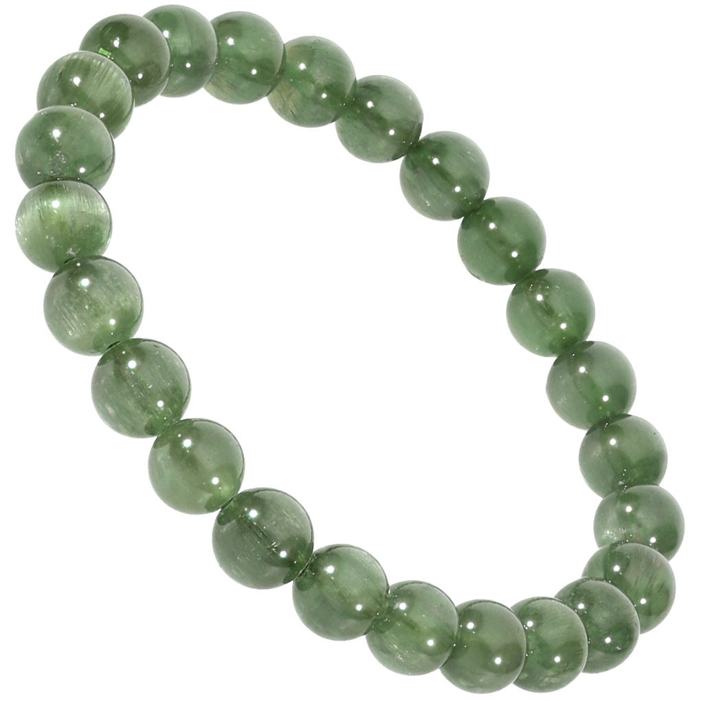 高品質 グリーン キャッツアイルチル ブレスレット 7.5mm 16.5cm