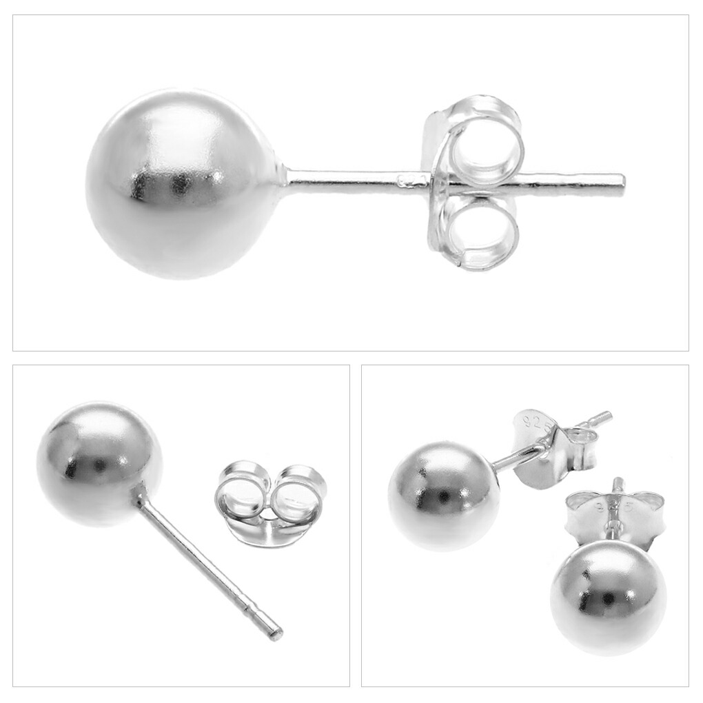 シンプル ボール ピアス シルバー 6mm 2P 両耳用 ボールピアス