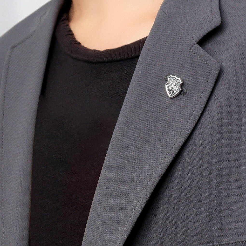 Guardia ガルディア クロス アカンサス ピンブローチ シルバー 盾