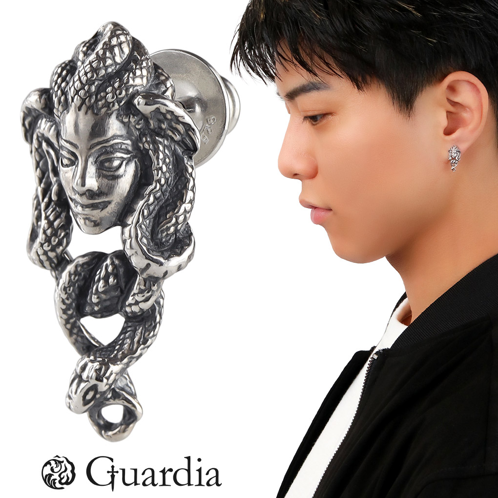 Yahoo! Yahoo!ショッピング(ヤフー ショッピング)Guardia ガルディア Medusa メドゥーサ シルバー ピアス 1P 片耳用 メンズピアス メデューサ ゴルゴン ギリシャ神話 蛇 ヘビ モチーフ アクセサリー