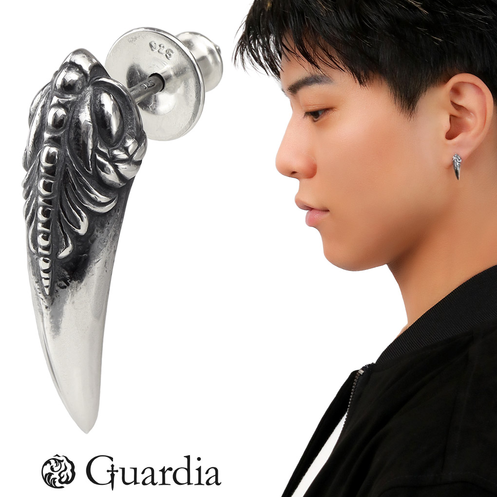 Yahoo! Yahoo!ショッピング(ヤフー ショッピング)Guardia ガルディア Venom Fang ヴェノム ファング シルバー ピアス 1P 片耳用 メンズピアス 牙 爪 毒牙 毒 シャープ ハーフフープ モチーフ