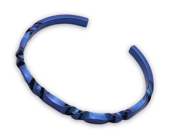 Hizm ゆらぎチタンバングル Large 青 純チタン バングル 15-20cm