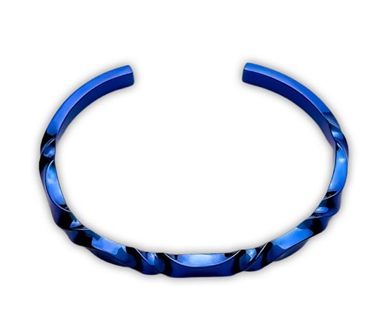 Hizm ゆらぎチタンバングル Large 青 純チタン バングル 15-20cm