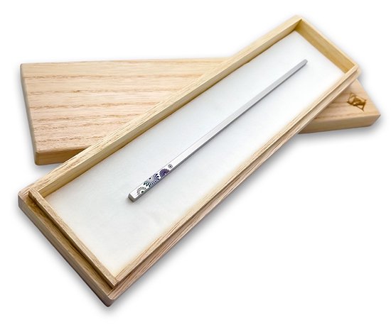 Hizm チタン製 角簪 カテドラル 銀無垢 純チタン 簪 15-18cm 軸太さ
