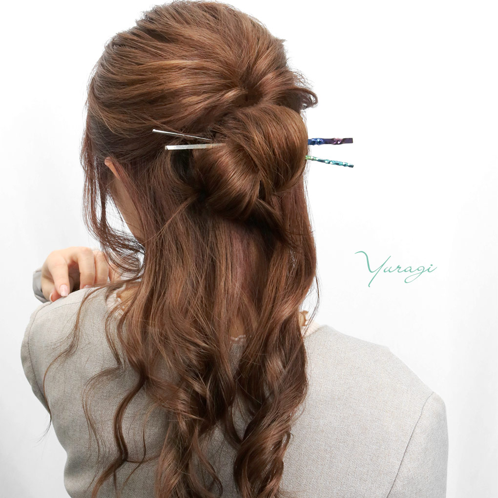 Hizm 純チタン 夏色 グラデーション 簪 かんざし 15〜18cm チタン