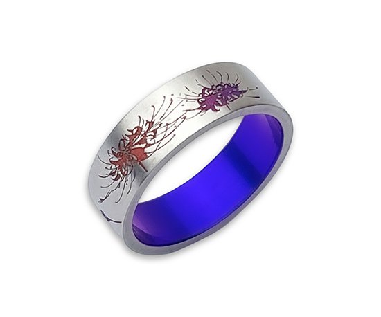 Hizm 彼岸花リング 7mm 朱×赤紫×紫 純チタン製 1-30号 チタン