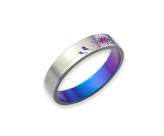 Hizm 彼岸花リング 4.5mm 赤紫×紫×青 純チタン製 1-30号 チタン