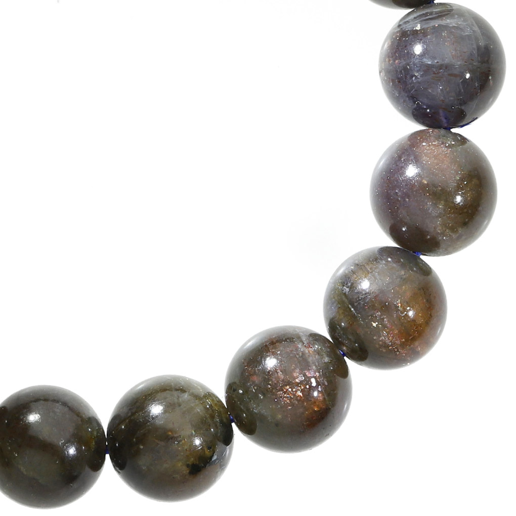 K*様 【17cm 12mm】アイオライトサンストーン ブレスレット 天然石 アイオライトサンストーン ブレスレット 12.5mm 19cm メンズ L