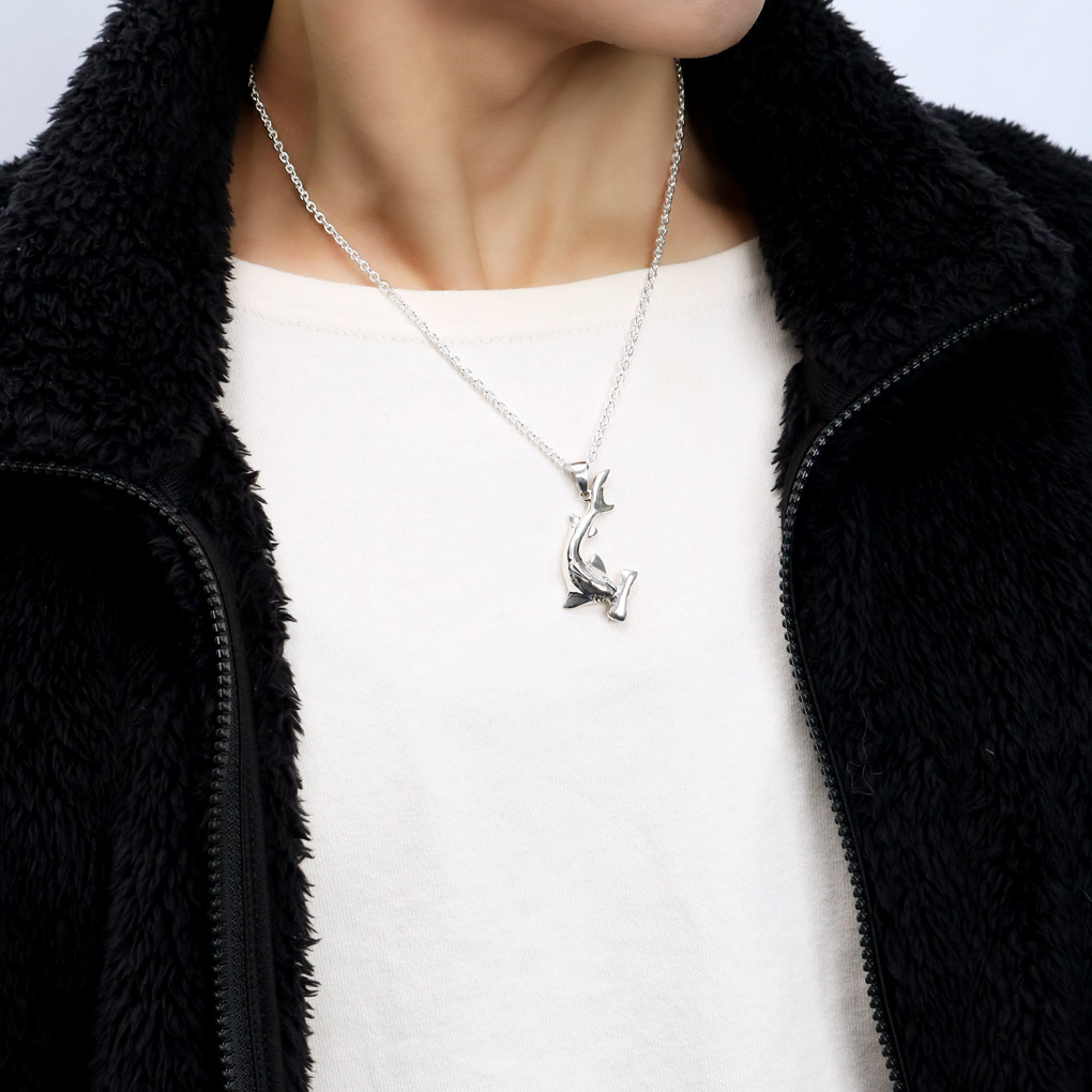 立体 サメ ハンマーヘッドシャーク シルバー ネックレス ペンダント