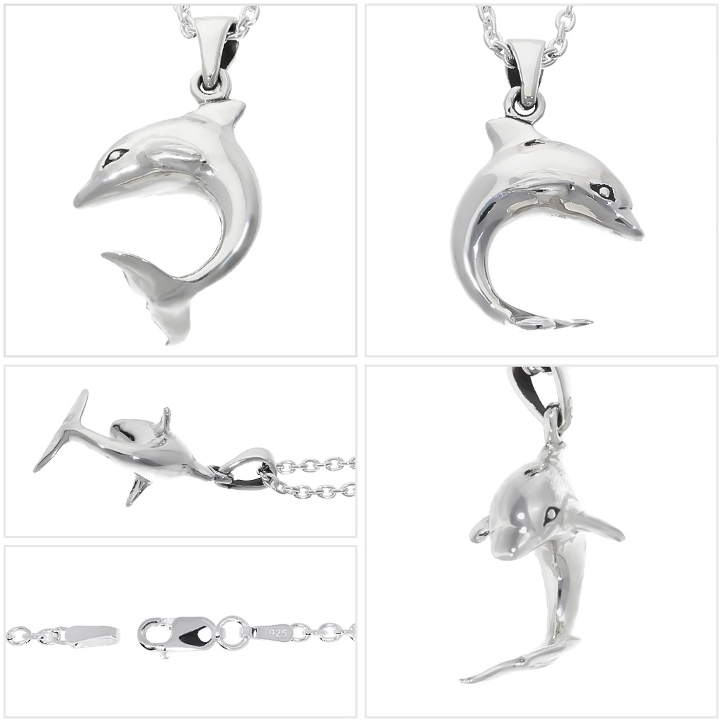 ペンダント シルバー イルカ ドルフィン 尾 クジラ フィン 贈り物 プレゼント 立体 イルカ ドルフィン シルバー ネックレス ペンダント