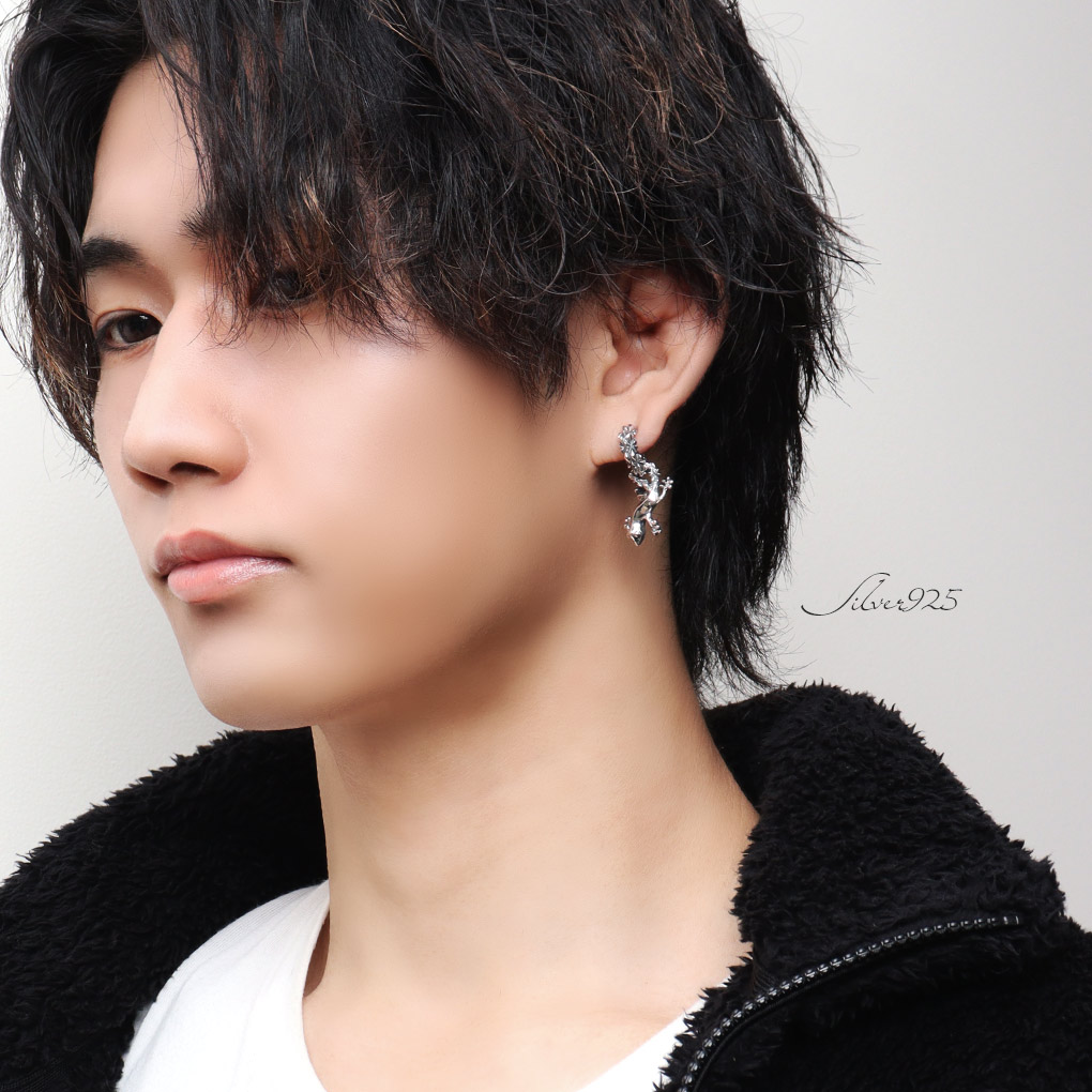 cure トカゲ スターダスト ハーフフープ ピアス 1P 片耳用 シルバー