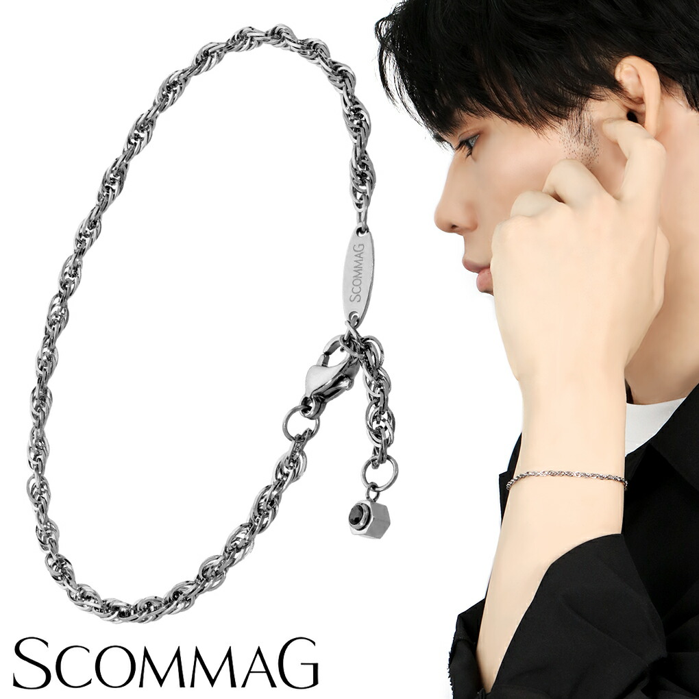 SCOMMAG ステンレス チェーン ブレスレット Lサイズ ブラック