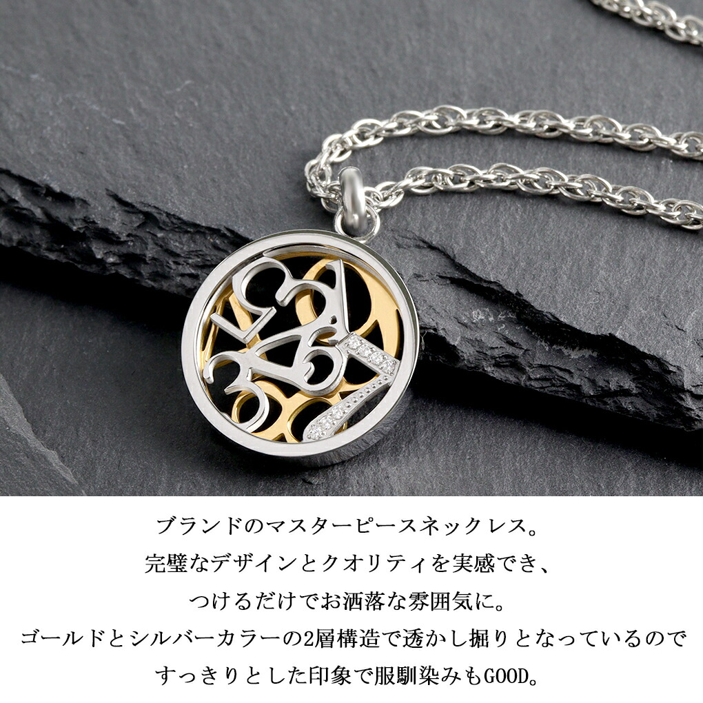 SCOMMAG ステンレス ナンバー コイン ネックレス (チェーン付き