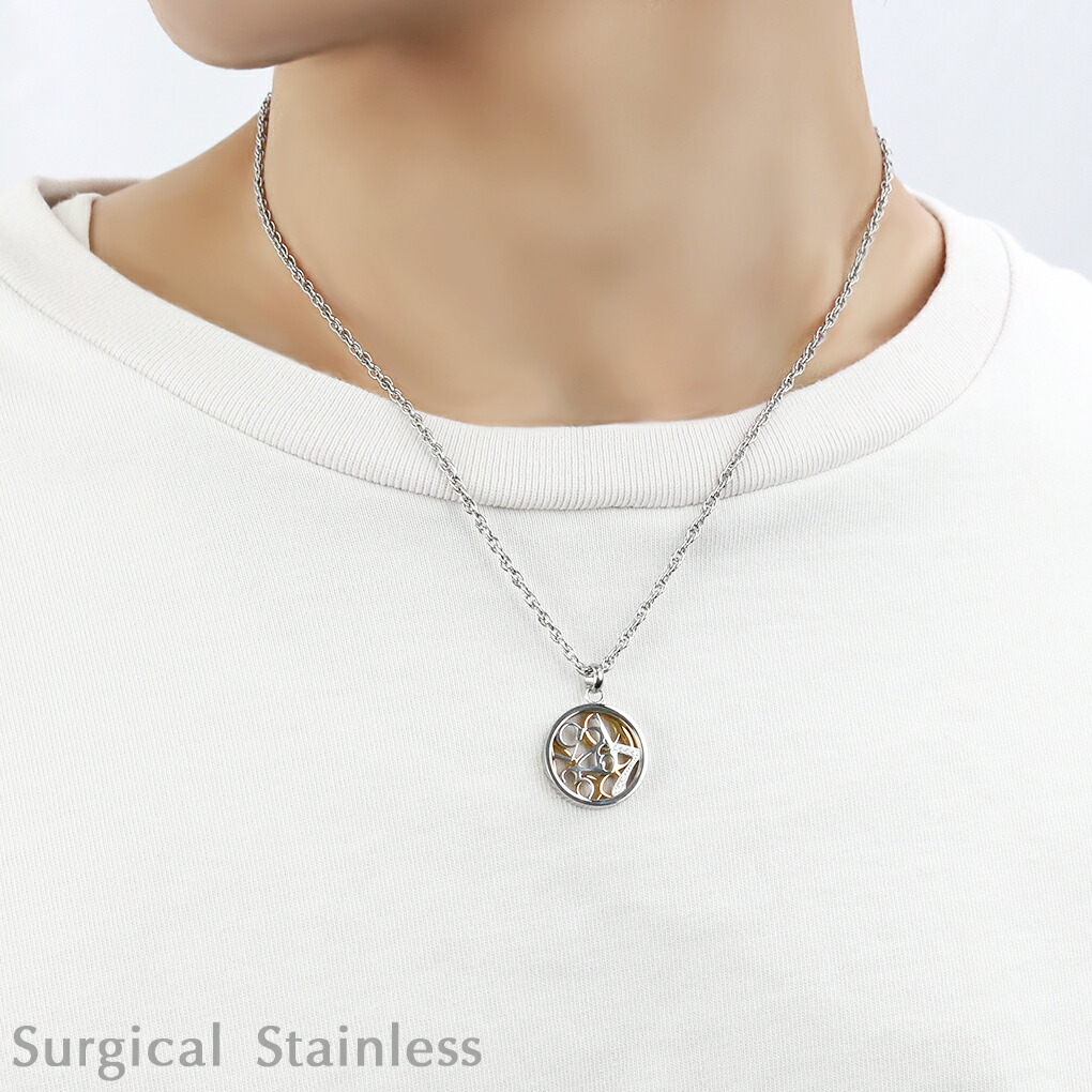 SCOMMAG ステンレス ナンバー コイン ネックレス (チェーン付き