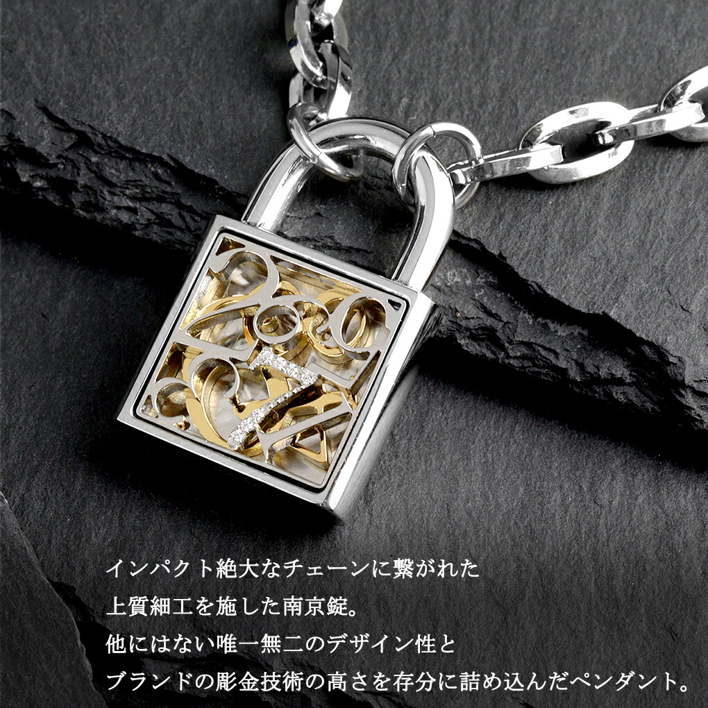 SCOMMAG ナンバー パドロック ステンレス ネックレス (チェーン付き