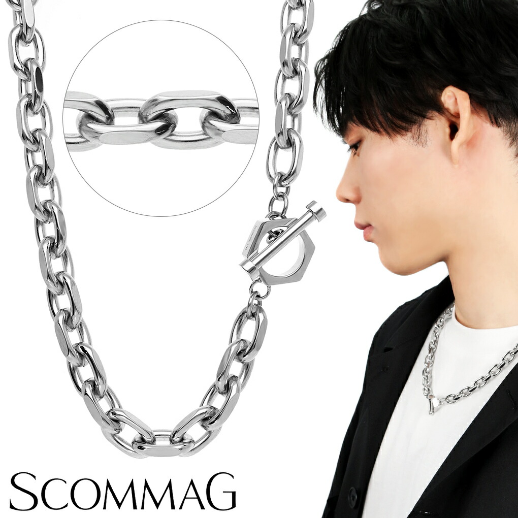 SCOMMAG マンテル ステンレス チェーン ネックレス あずき 小豆 マンテルネックレス ステンレスチェーン ネックレスチェーン チェーンのみ 爆買