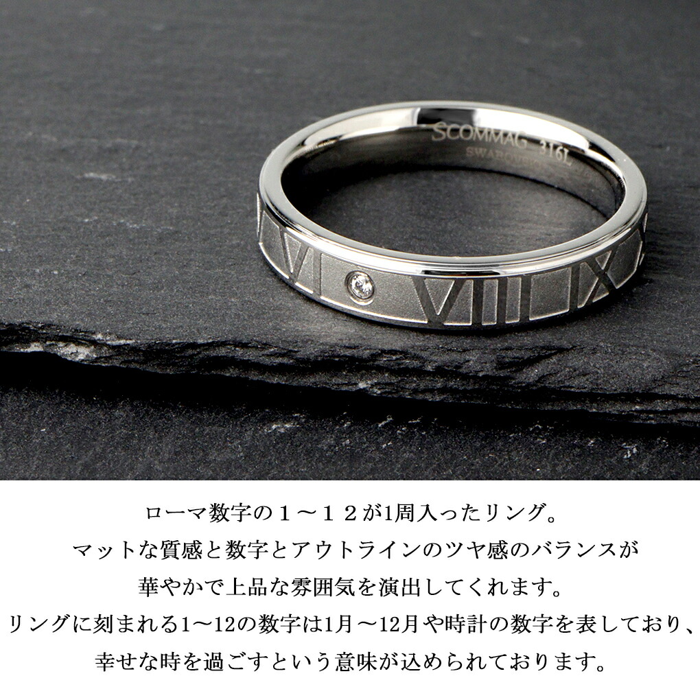 SCOMMAG クロックナンバー ステンレス リング 指輪 9〜25号