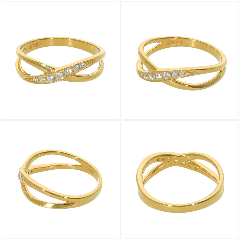 選べる2カラー エタニティ クロスライン リング 指輪 13号 15号 17号