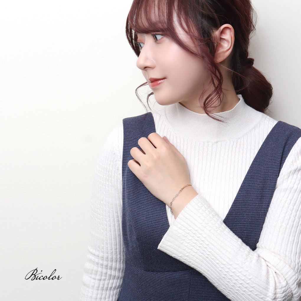 MONPOTE 選べる3種類 喜平＆クリップ チェーンブレスレット ブレスレット 925 シルバー ゴールド ツートンカラー バイカラー シンプル さりげない |  | 07