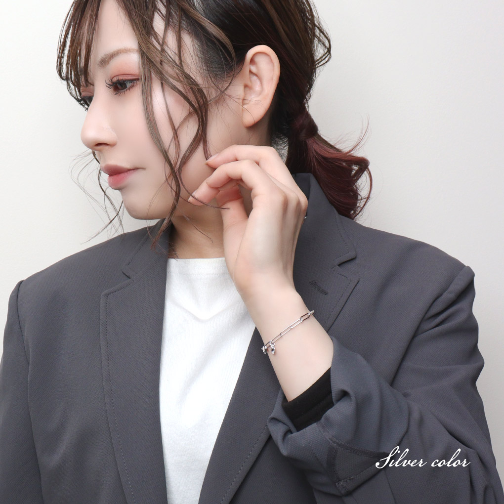 MONPOTE 選べる3種類 フィガロ＆クリップ チェーンブレスレット ブレスレット 925 シルバー ゴールド ツートンカラー バイカラー シンプル さりげない |  | 03