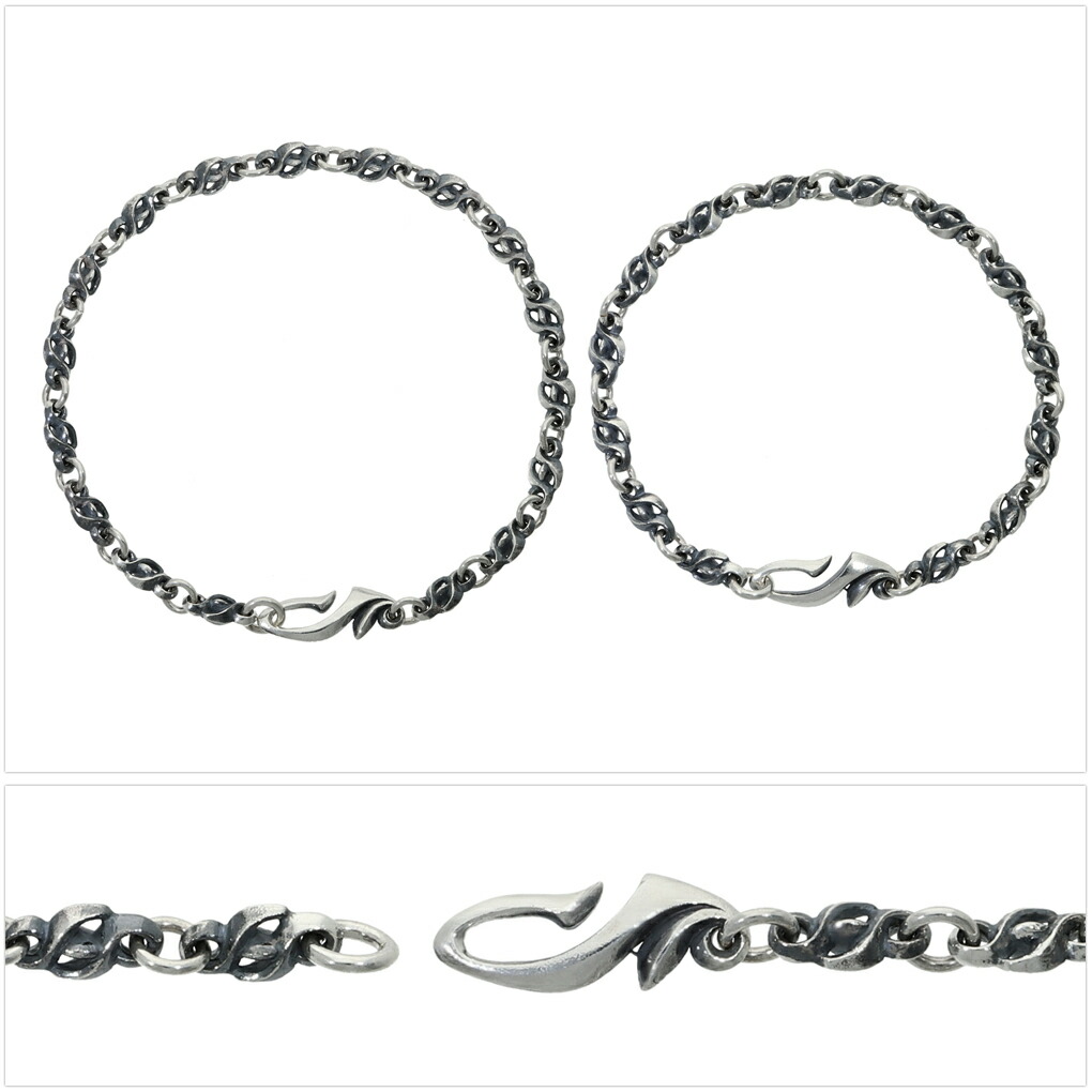トライバル 炎 ペアブレスレット ペアアクセサリー おそろい お揃い シルバー 925 デザインチェーン さりげない ハード ワイルド かっこいい 爆買の画像