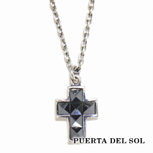 PUERTA DEL SOL ストーンスタッズ シルバー ネックレス(チェーン付き) ヘマタイト シルバー950 ユニセックス シルバーアクセサリー 銀 SV950 爆買