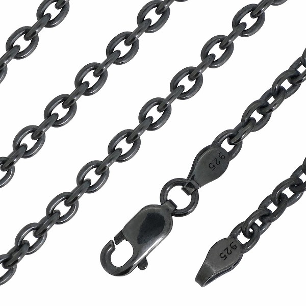 いぶし あずきチェーン シルバーチェーン 幅約2.8mm 55cm ネックレス チェーン のみ シルバー 925 ネックレスチェーン チェーンネックレス 鎖 小豆 爆買の画像