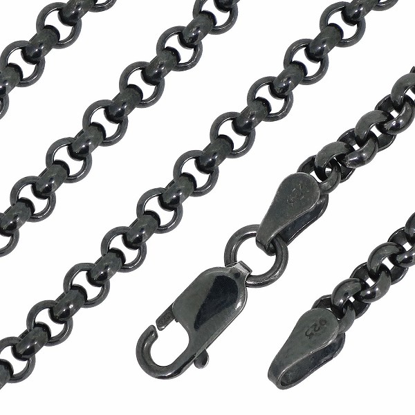 いぶし ロールチェーン シルバーチェーン 幅約3.6mm 55cm ネックレス チェーン シルバー 925 のみ ネックレスチェーン チェーンネックレス 鎖 くさり 爆買の画像