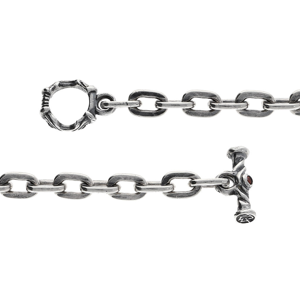TRAVIS WALKER トラヴィスワーカー オーバル リンク チェーンネックレス ウィズ Tバー ジルコニア シルバー シルバーチェーン ネックレス チェーン 爆買の画像