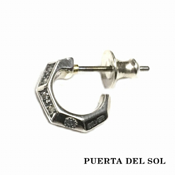 PUERTA DEL SOL エッジ シャープ 流線 シルエット ピアス シルバー950 ユニセックス シルバーアクセサリー 銀 SV950 ブリタニアシルバー ピアス