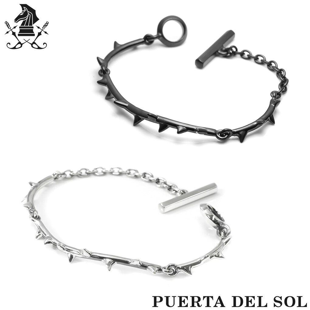 PUERTA DEL SOL 茨 イバラ ライン シルバー ブレスレット メンズ レディース 蔦 ツタ 蔓 ツル ソーン トゲ 棘 植物 黒 ブラック 腕輪 ブレス