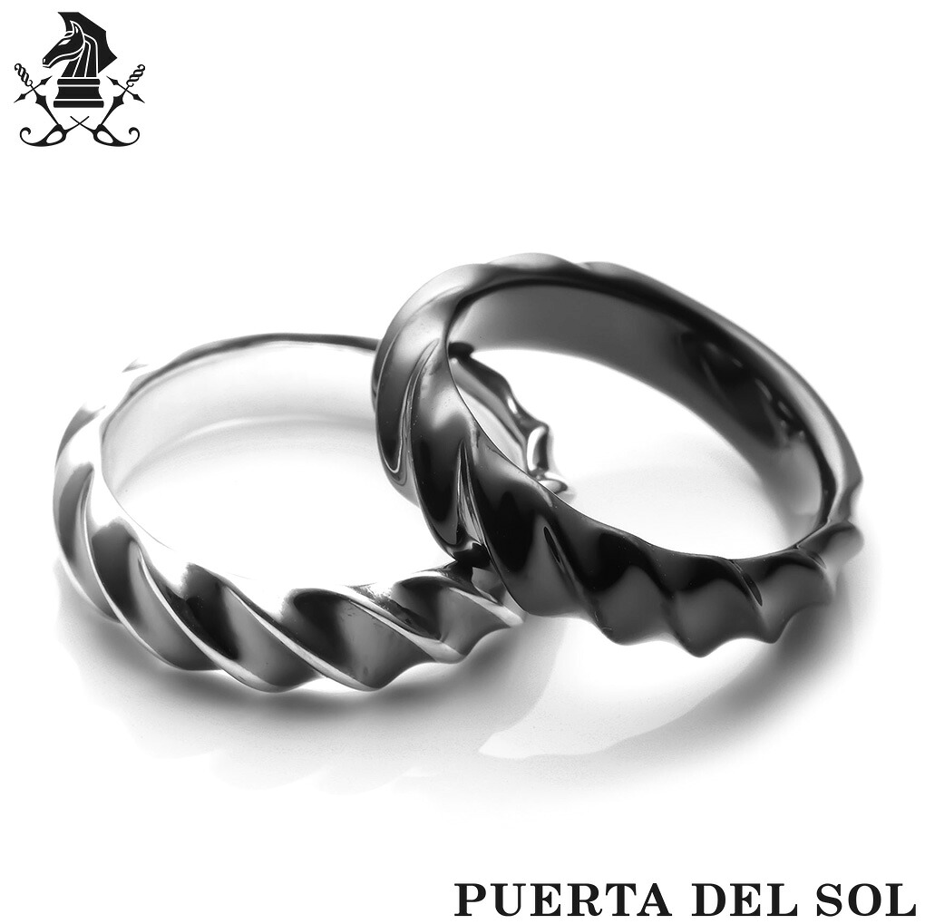 PUERTA DEL SOL インパラホーン ハイボリューム シルバー リング 指輪 メンズ レディース 角 ツイスト スパイラル 幅広 シンプル シャープ 黒