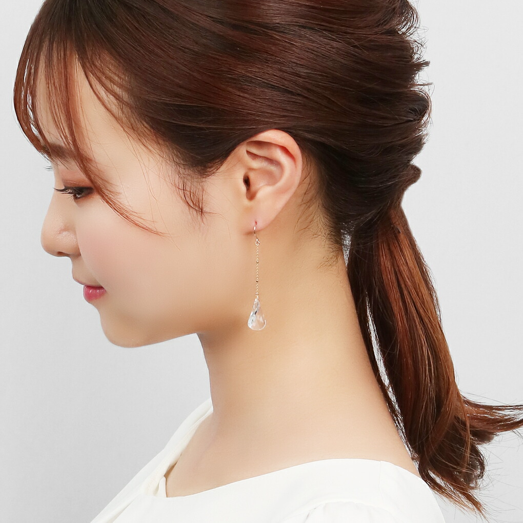 Irise coffret K10 ゴールド ウェーブ クォーツ ロングピアス ピアス 