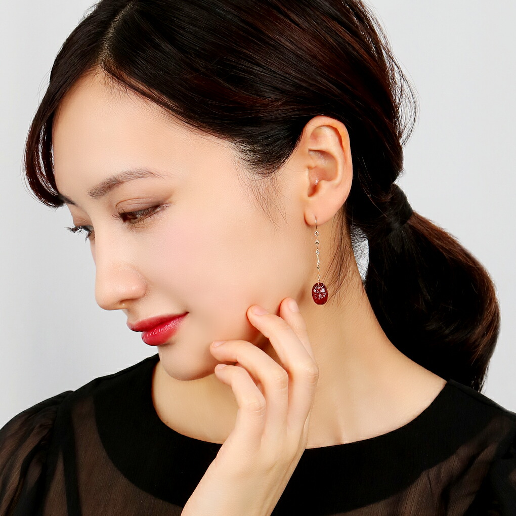 Irise coffret K10 ゴールド ガーネット ドロップ ピアス 2P 両耳用