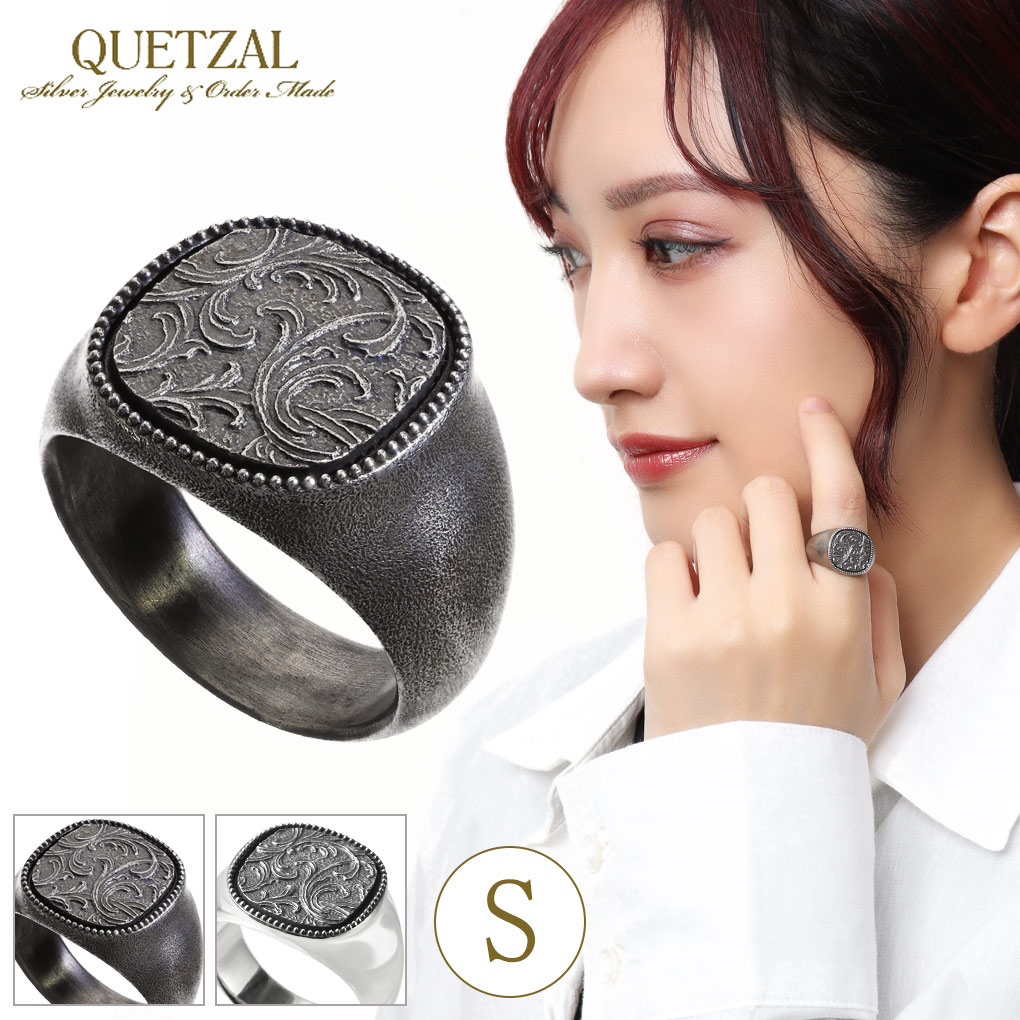 Yahoo! Yahoo!ショッピング(ヤフー ショッピング)Quetzal スクロール シグネットリング S 5号〜15号 指輪 リング 印台リング ピンキーリング 小指 シルバー ブランド ケツァール ケツアール
