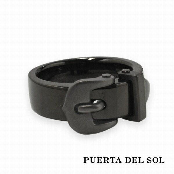 PUERTA DEL SOL ベルト バックル リング(7号〜23号) マットブラック シルバー950 チタンコーティング ユニセックス シルバーアクセサリー 銀 SV950