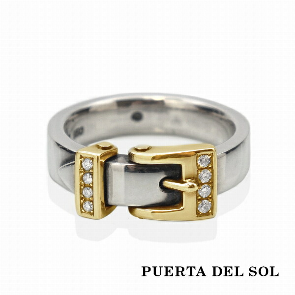 PUERTA DEL SOL ベルト バックル 細身 リング(7号〜25号) ゴールド シルバー950 K18 18金 ユニセックス シルバーアクセサリー 銀 SV950