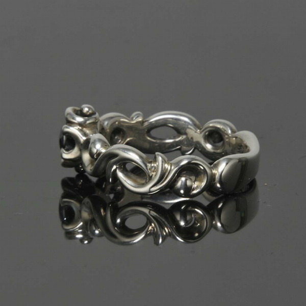 PUERTA DEL SOL ヘマタイト スクロール 唐草 リング(3号〜21号) ヘマタイト シルバー950 ユニセックス シルバーアクセサリー 銀 SV950 爆買の画像