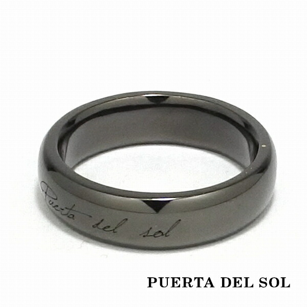 PUERTA DEL SOL Harf Round 細身 シンプル ブラック ハーフラウンド リング(7号〜23号) ブラック シルバー950 チタンコーティング ユニセックス 爆買